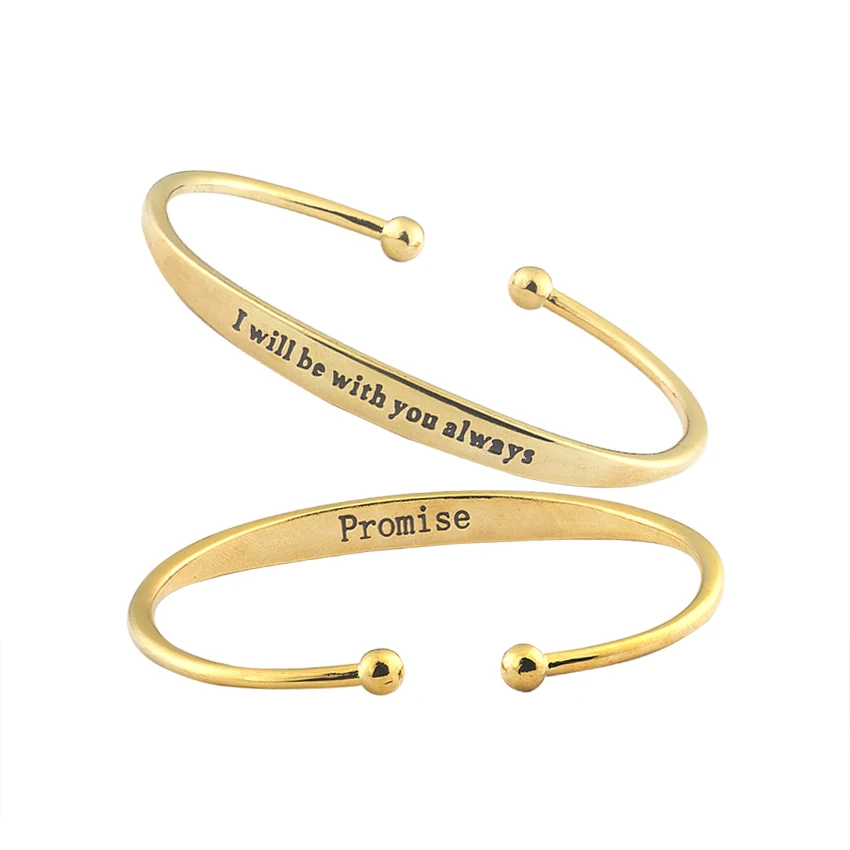 

DCTVICT Promise Bileklik I will be with you always Cuff Bracelets & Bangles Women Men Jewelry Adjustable Letter Bracelets