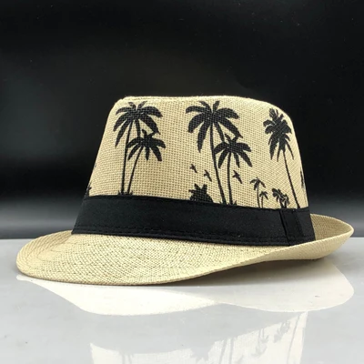 beige Модные летние соломенные мужские шляпы «Fedora» Мужская Гангстерская шляпа Кепка летняя пляжная шляпа Панама шляпа сомбреро шляпа с полями для путешествий - Цвет: beige