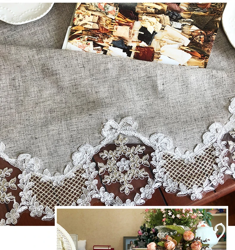 ZHUO MO European new lace edg Table Cloth Rectangular Table Cover for home Decoration Towel Home Textile Decorative Table Cloth