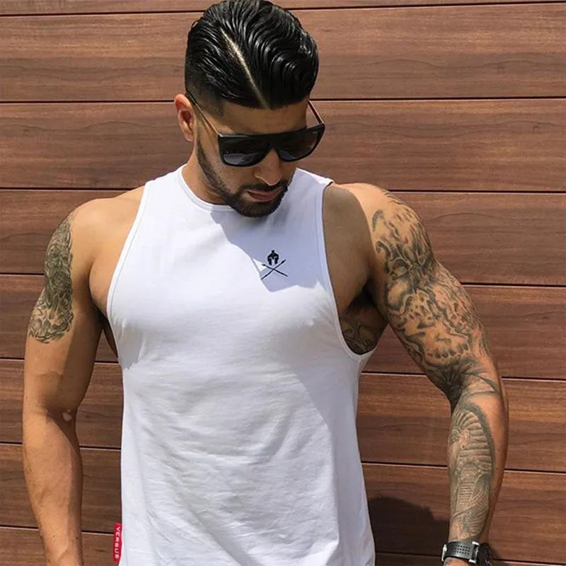 

White men's casual vest 2019 summer men's clothing street clothing men's printed cotton vest top brand men's vest