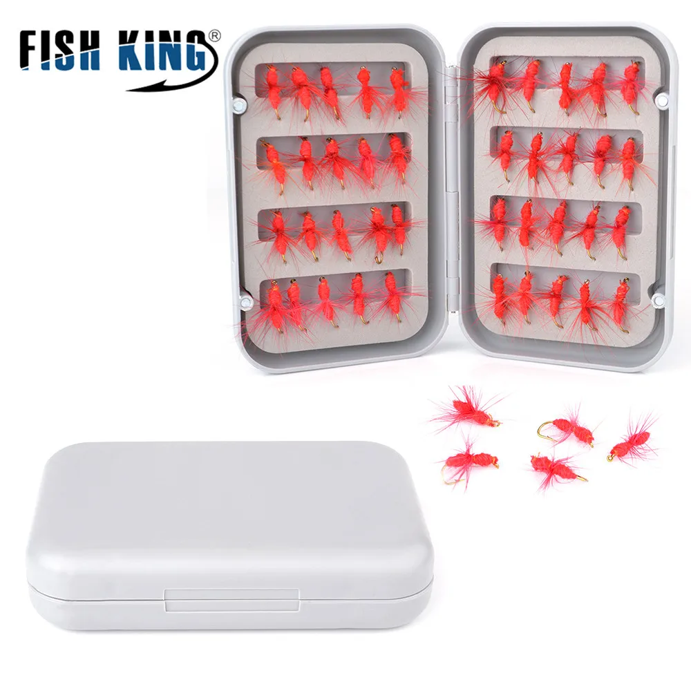 FISH KING, 32 шт./40 шт., 3 цвета, приманка для ловли нахлыстом, сухие мухи, крючки, перо, крыло, искусственная приманка, приманка с рыболовной снастью