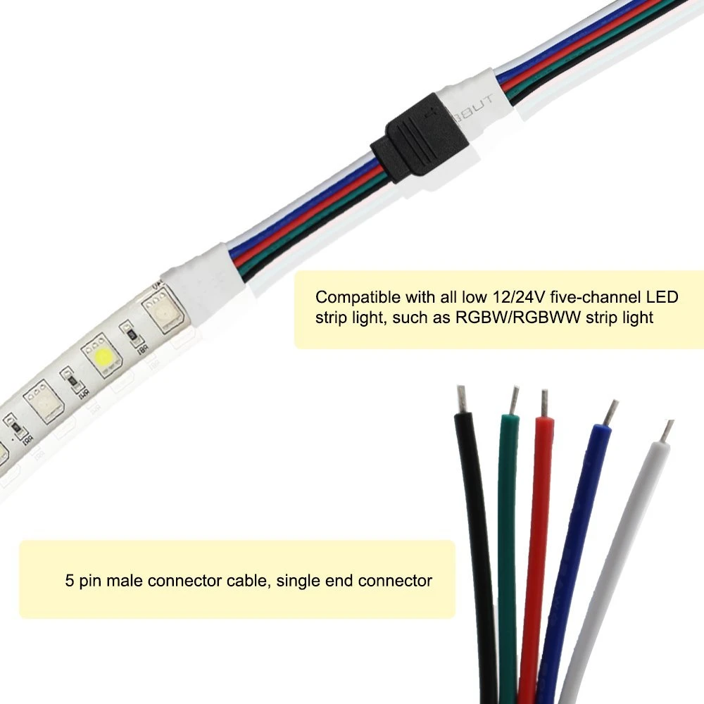 5pcs RGBW LED Cables Male Female Header Connector LED Strip Light Cable Adaptor 5pcs RGBW LED Cables Male Female Header Connector LED Strip Light Cable Adaptor