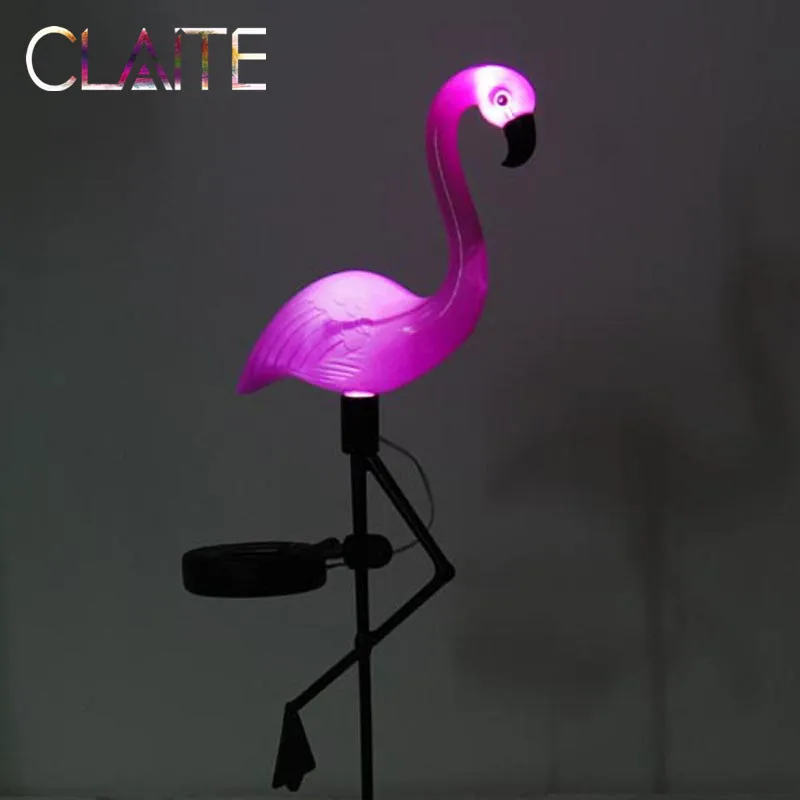 CLAITE Solar Lights Outdoor Garden LED Simulated Flamingo Lamp