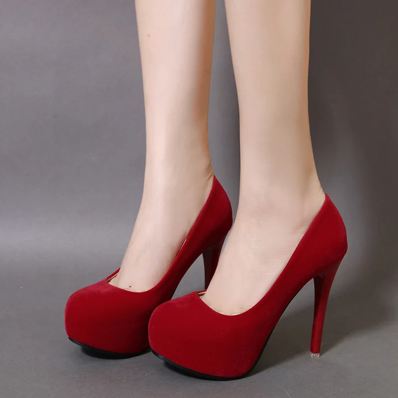 Женская обувь; коллекция года; сезон весна-лето; модные пикантные тонкие туфли на шпильке с круглым носком; женская обувь на очень высоком каблуке - Цвет: Красный