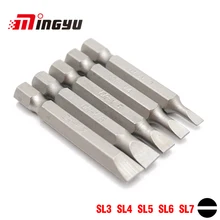 5 шт. Набор 50 мм 3,0-7,0 мм плоский наконечник с прорезью Отвертки Набор бит 1/" шестигранный хвостовик отвертка Биты ручные инструменты отвертка сверло