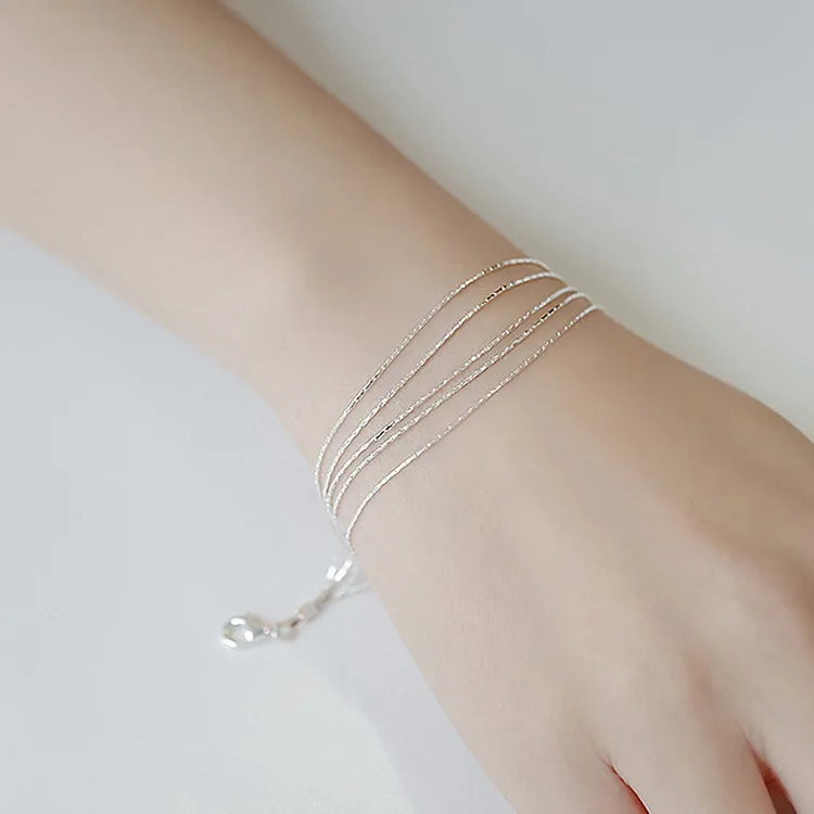 S925 Sterling Silver Snake Chain Bracelet Bare Superfine Multi layer