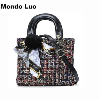 

Women Handbag New Design Wool Matrial Panelled Grid Mini Size Vintage Small Shoulder Bag Elegant Usable Convenient Bag