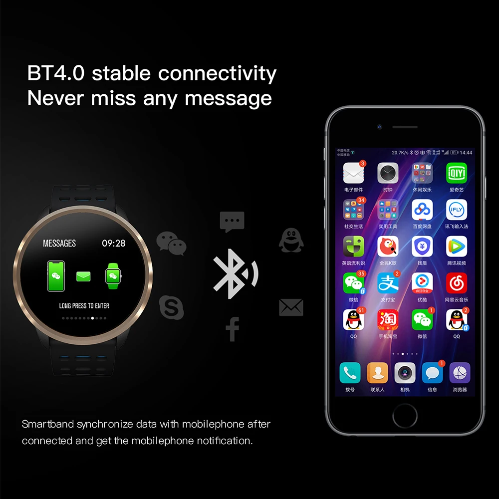 Мужские Смарт часы Robotsky Bluetooth IP67 пульсометр шагомер сон женские для Android IOS
