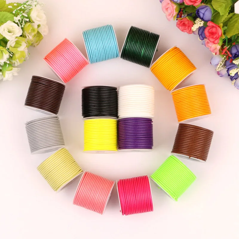 DIY Wax Line Round Teabag Waxed Cotton Hand Made 2mm Necklace Rope Hand Knitting Cord 1 Roll String Beading Thread