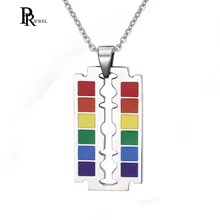 Дропшиппинг флаг ЛГБТ Радуга лезвие бритвы кулон гей и лесбиянок гордыня ожерелье