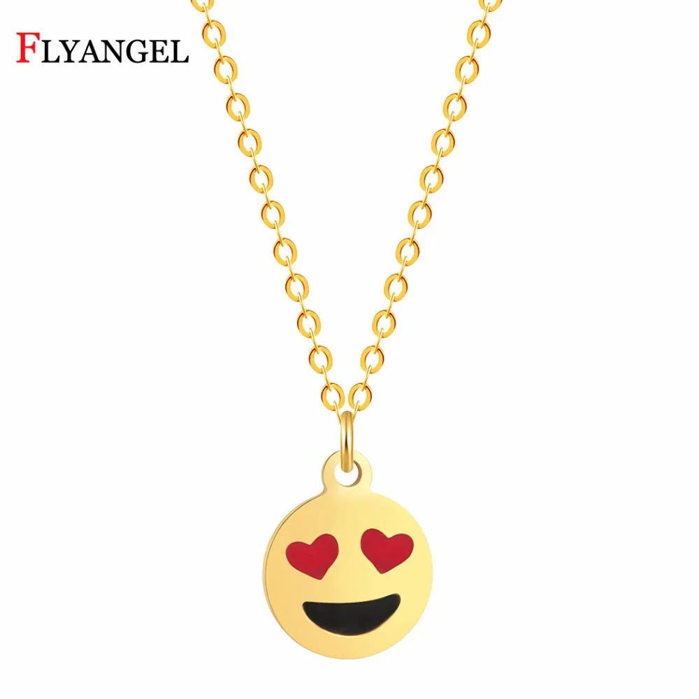 Fashion Cute Emoji Jewelry Funny Stainless Steel Silver Gold Chain