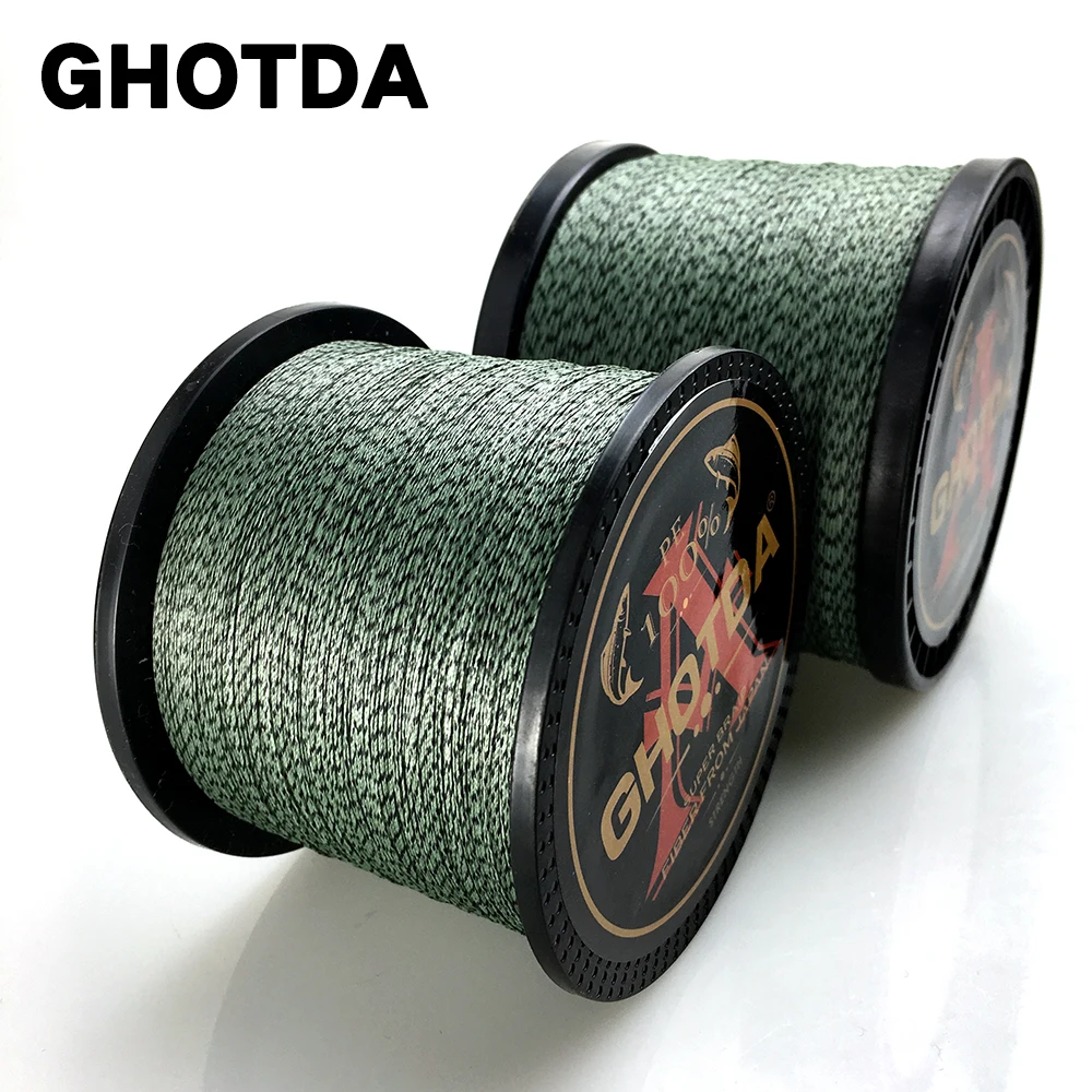 GHOTDA التمويه مضفر خيط صنارة الصيد 100 M 300 M 500 M 1000 M 8 السواحل سوبر قوي المتعددة الشعيرات الكارب الصيد