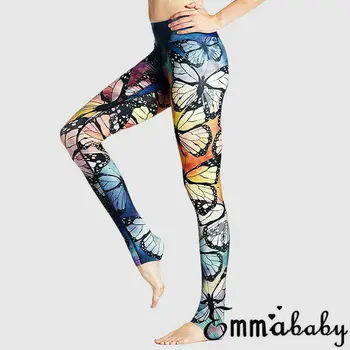 

Sexy Women's Butterfly Printed High Waist Leggings Lift Hip Push Up Fitness Workout Stretch Casual Dance Sports Leggings