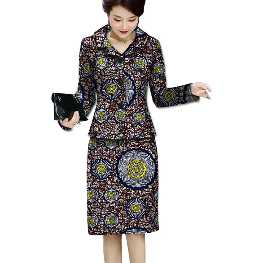 

Africa Print Women Skirt Suit Two Pieces Festive Ladies Ankala Fashion Suit Jacket And skirts Tailored Festive Costume Soat