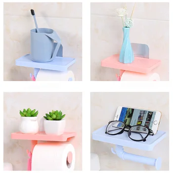 

4-Color Multi-Purpose Seamless Hanging Bathroom Pull-Out Tissue Box Kitchen Plastic Tissue Box Office Roll Tray Paper Holders
