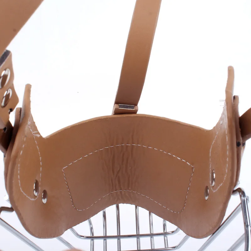 Black/ Brown Strong Metal Wire Basket leather Dog Muzzle For Large Dog Anti-Bite Bark Chew Muzzles dog mask for pet