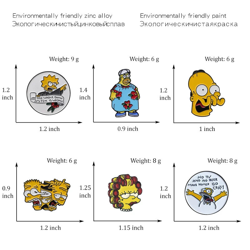Симпсоны серии булавки Монстр пончик забавные дизайнерские значки Броши рюкзак с эмалевыми вставками шпильки модный подарок для фанатов ювелирные изделия оптом