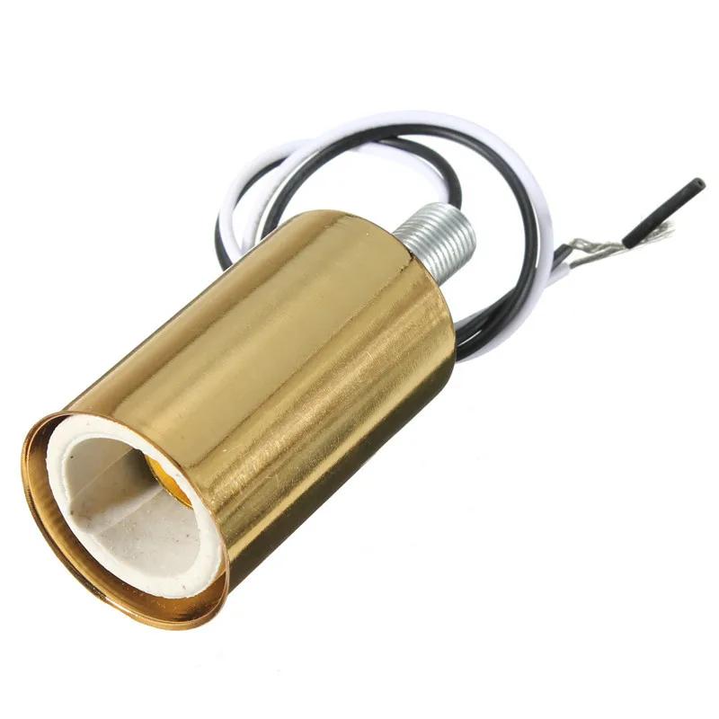 

High Quality Gold E14 Ceramic Iron Screw Base Round Light Bulb Lamp Holder Converter Socket Adapter