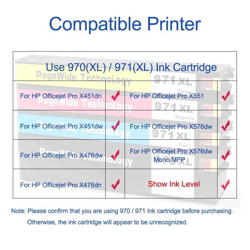 Сторонний совместивечерние чернильный картридж для HP 970 xl 971 Officejet Pro X451dn X451dw X551dw