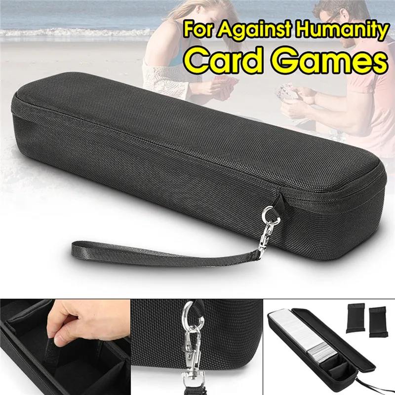 

43x10x7cm Black Travel Carry Storage Hard Card Case Cover Box for Cards Against Humanity Game with 5pcs Movable Dividers