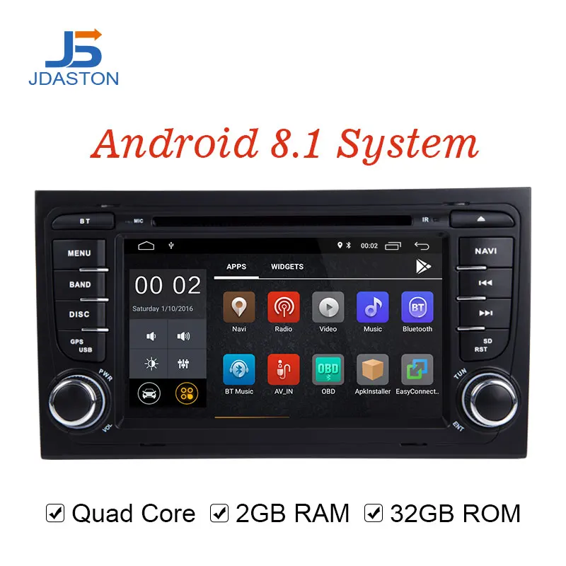 

JDASTON Android 8.1 Car DVD Player For Audi A4 S4 2Din Radio Car Multimedia Player GPS Navigation Stereo Autoaudio IPS Bluetooth
