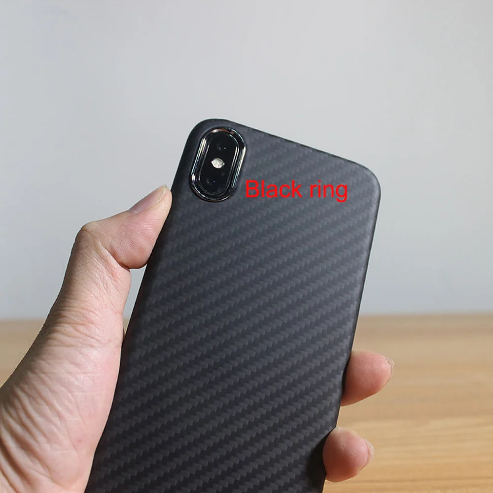 Black Ring 0,7 мм ультра тонкий роскошный чехол из углеродного волокна для iPhone XR XS MAX, полный защитный чехол из арамидного волокна для iPhone X - Цвет: Black Ring