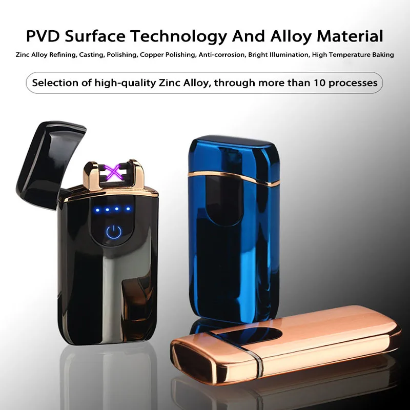 

Induction Electronic USB Lighter Pulsed Dual Arc Windproof Cigarette Lighters Flameless Electric Charging Smoking Lighter Plasma