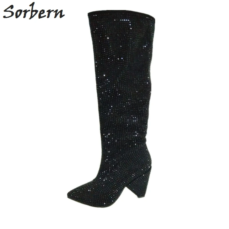 Черный Sorbern/женские ботинки с заклепками; удобные женские ботинки без застежки на каблуке «рюмочка»; женские зимние ботинки; модель года; размер по индивидуальному заказу - Цвет: Черный