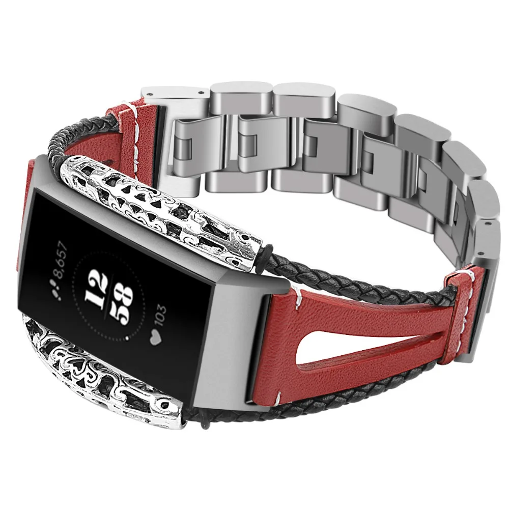 Нержавеющая сталь для Fitbit Charge 3 Band сменный кожаный ремешок для Fitbit Charge 3 Band ремешок из розового золота ремешок для часов