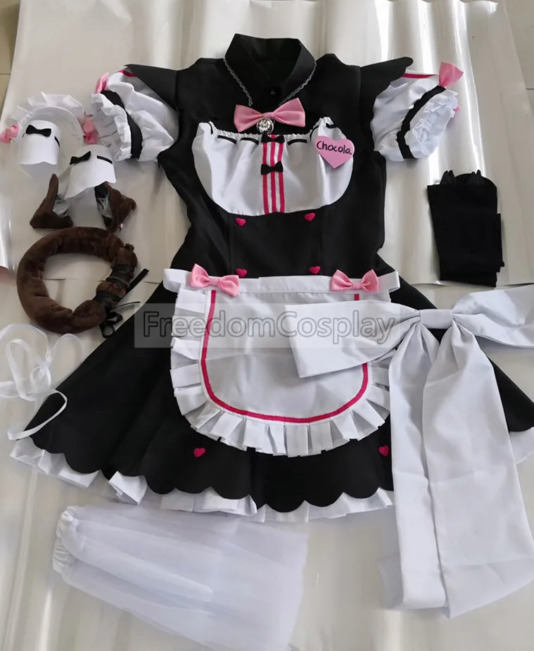 

Nekopara Chocola Vanilla maid Cosplay Costume dress with Petticoat