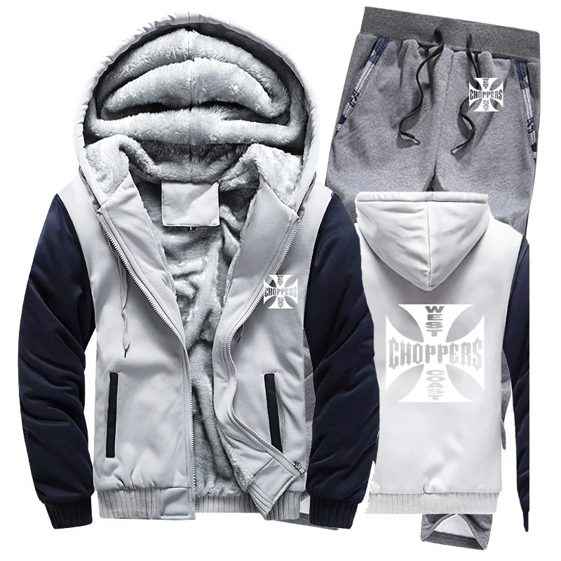 Толстовки мужские западное побережье, чоппер мужские s толстовки костюм зимний толстый теплый флис хлопок спортивный костюм на молнии мужская куртка+ брюки комплекты из 2 предметов