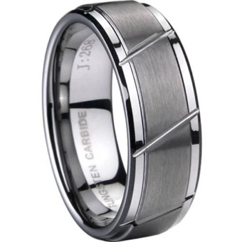 

8MM Size 7 to 15 TUNGSTEN Carbide Ring Brushed Matte Wedding Engagement Grooved Plain Simple Classical Anniversary Cocktail