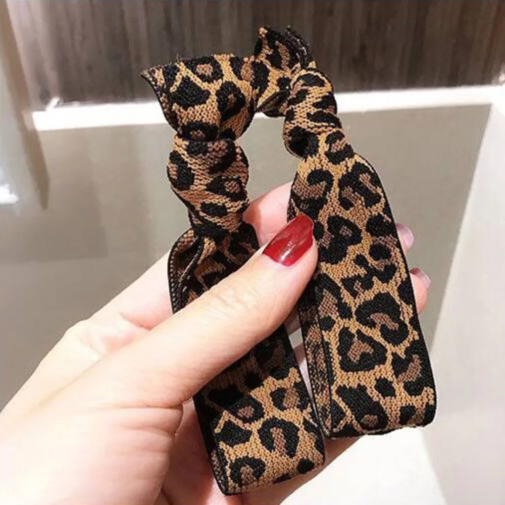 Sweet Leopard Girl Hair Circle for women Fashion stripe Headband Rubber Band Color Head Rope Jewelry Accessories | Украшения и