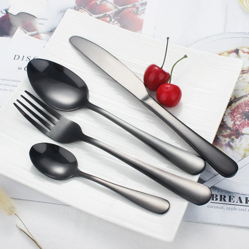 

High-end Cutlery Black Dinnerware 304 Stainless Steel Knife Fork Spoon Cutlery Kitchen Food Christmas Tableware Set 4pcs/set