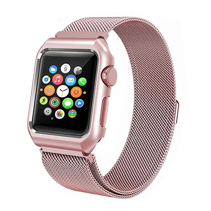 Миланская петля ремешок+ чехол для Apple Watch Band 44 мм 40 мм 38 мм 42 мм ремешок из нержавеющей стали браслет для iwatch серии 4/3/2/1