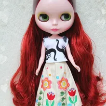 Кукла blygirl blyth винно-красные волосы № 8305 обычное тело 7 суставов DIY кукла для их макияжа