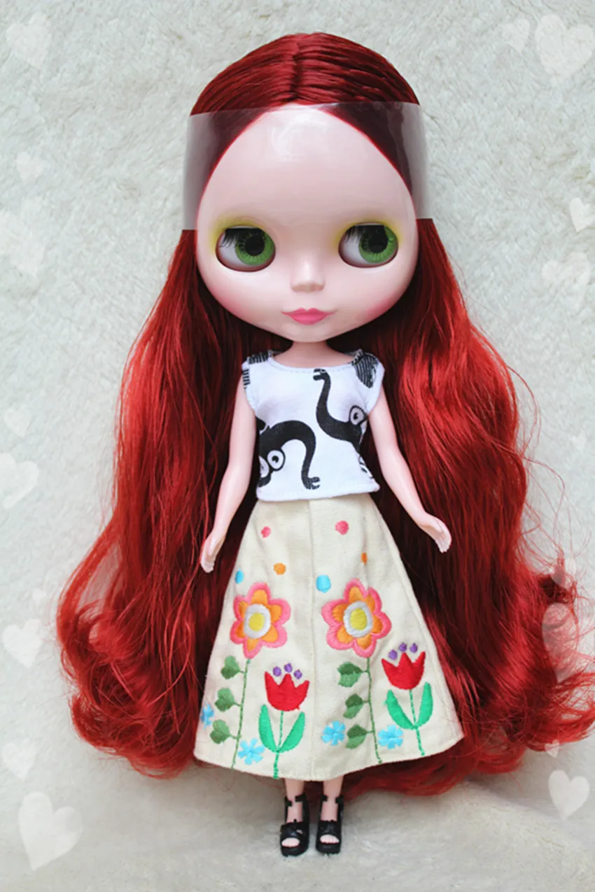Blygirl Blyth doll Wine red hair No.8305 ordinary body 7 joints DIY