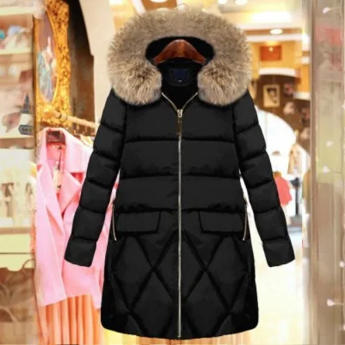 Mujer Femmes Long Mince Black D'hiver 5xl Capuchon Noir Fourrure Veste B988 Femelle Parka Manteau Coton De Rembourré Taille Plus 2018 Épais À wHa0Ap