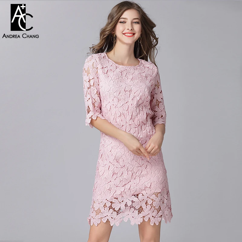 Большие размеры, женское платье, L-5XL, высокое качество, лето, весна, платье выше колена, милое открытое, с цветочным узором, розовое платье с вышивкой