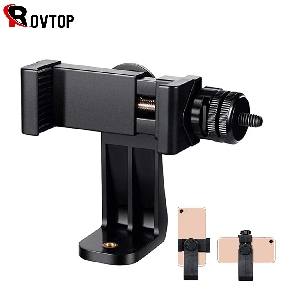 

Rovtop Tripod Mount Adapter Cell Phone Clipper Holder Vertical 360 Rotation Tripod Stand for iPhone X 7 Plus Samsung Tripod
