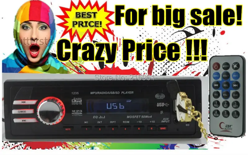 2015 New 12V Car radio auto Stereo FM Radios MP3 Audio Player 5V Charger USB/SD/AUX in Car Electronics audio In-Dash 1 DIN size