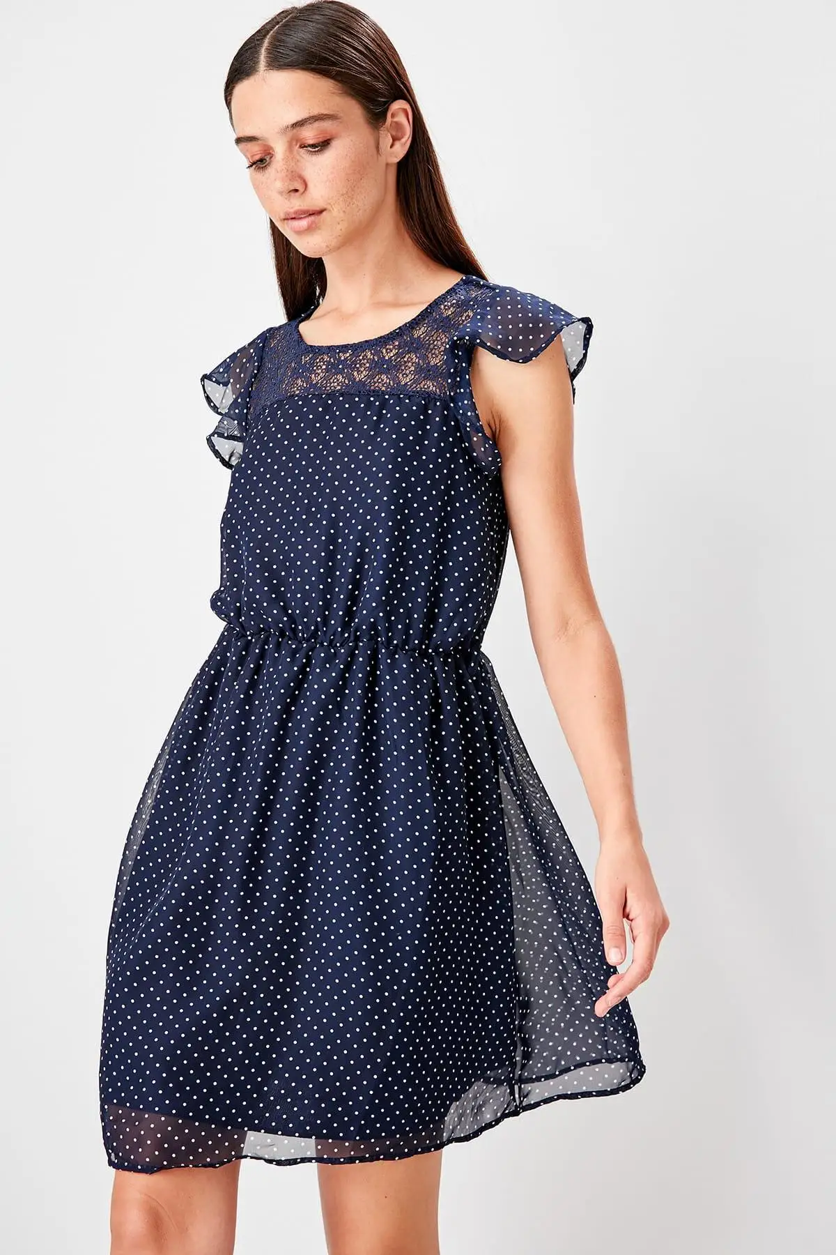 

Trendyol Navy Blue Polka Dot Dress TWOAW20EL0266