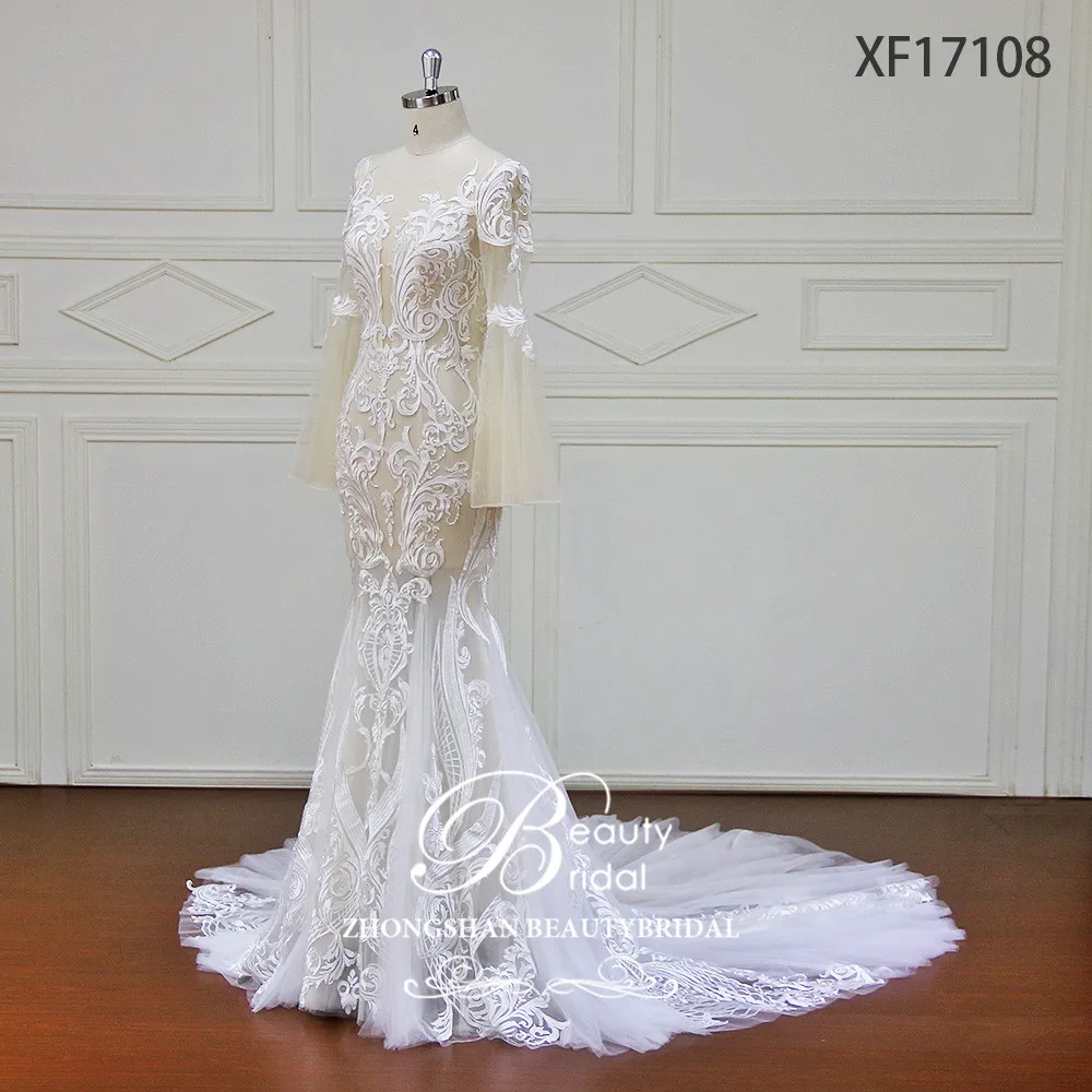 

Custom made flower weddin Good Quality Wedding Dresses Button back Appliques Bridal GownsVestido De Novias Wedding Dress XF17108