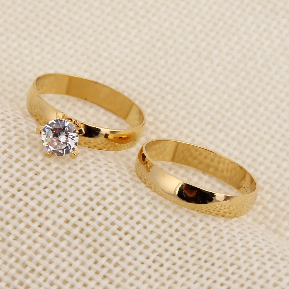 

Bangrui 2017 Fashion Style 2 Pcs Ring Set Women Jewelry Gold Color Wedding Finger Rings For Men/Women