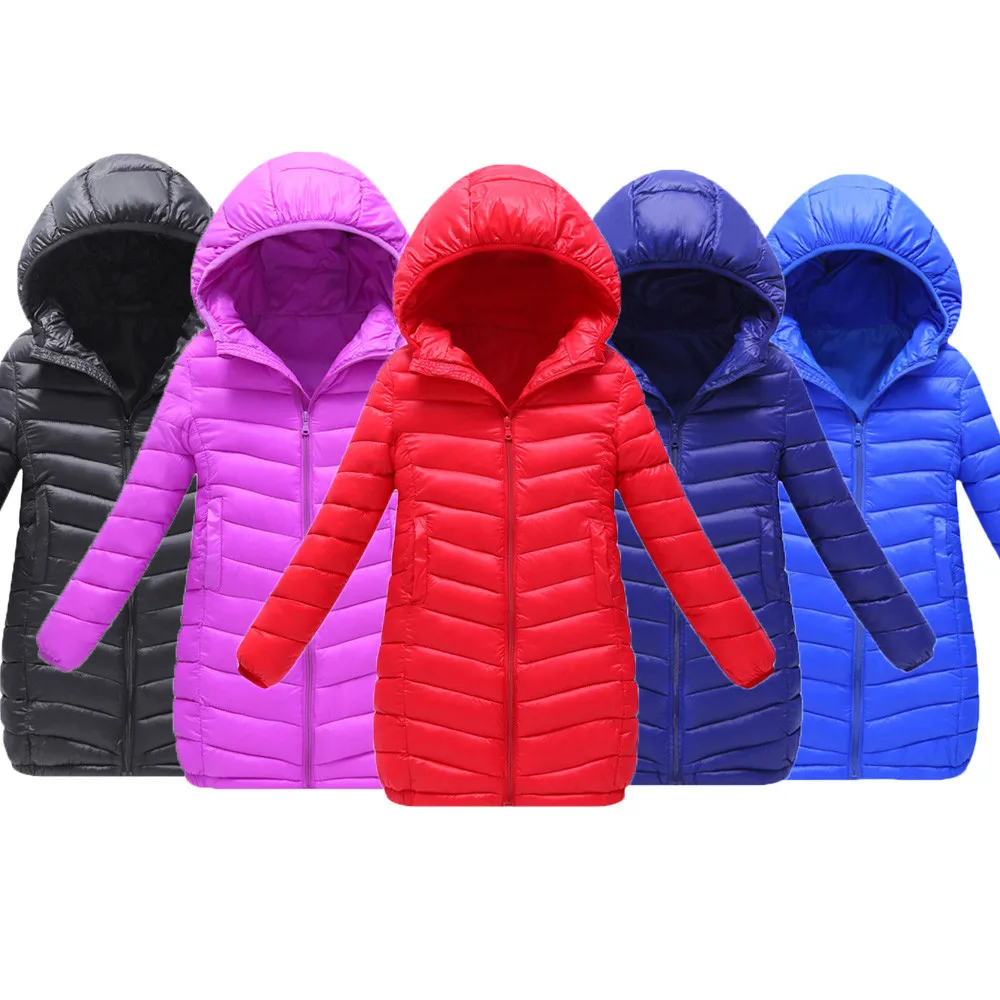 

Kids Baby Girl Boy Hooded Coat Long Section Jacket Thick Warm Outerwear Clothes Winter Overalls For Girls vestiti bimba inverno