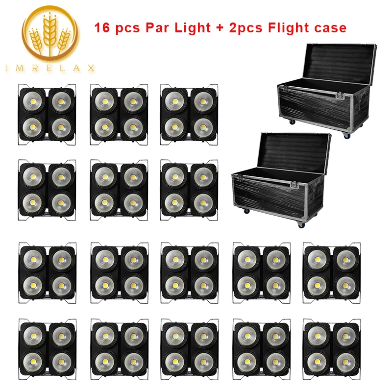 

IMRELAX 2019 Portable 16pcs 4*100W COB LED Audience Blinder Lights Warm White DMX 4 Eyes 100W LED Can Par Light With Flight Case