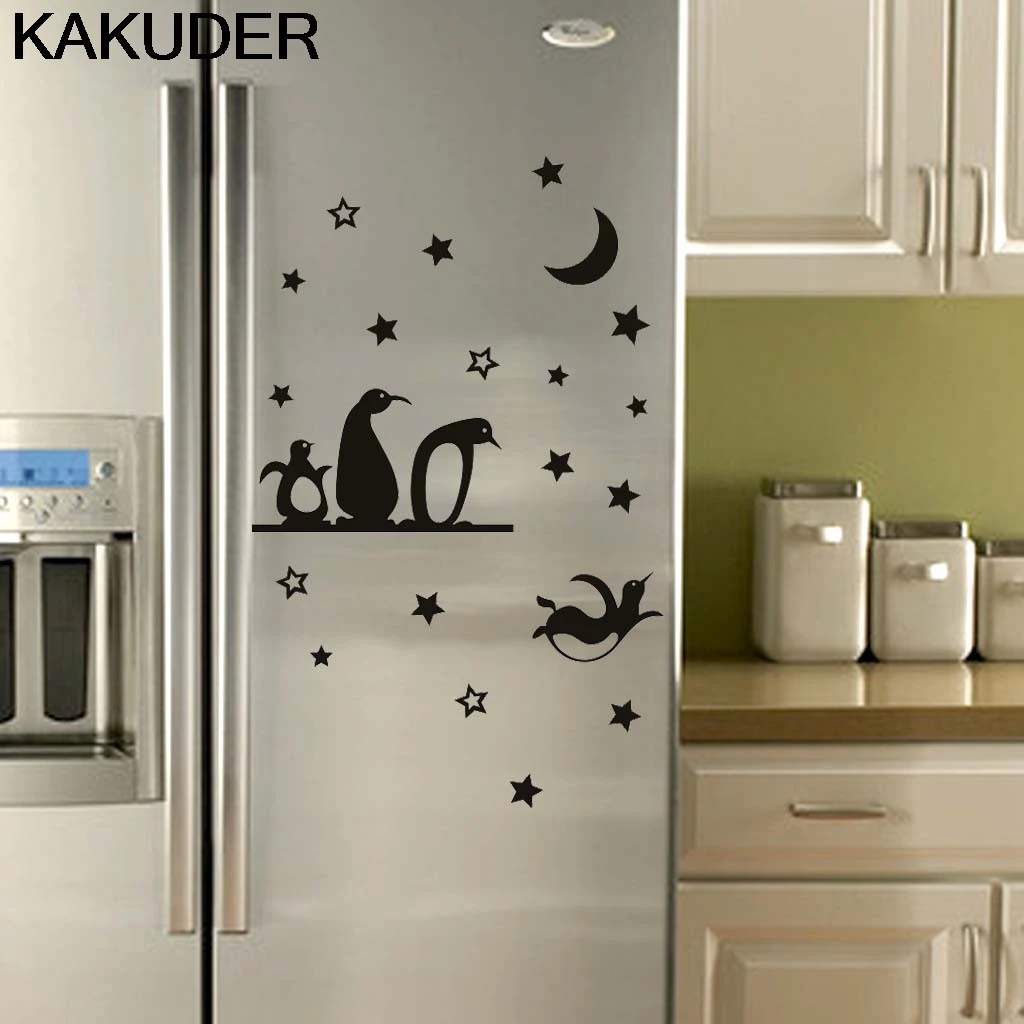 

KAKUDER Wall Sticker Penguin Refrigerator Sticker Fridge Decals Kitchen Vinyl Wall Stickers Wallpapers Kitchen Decoration 5MAY30