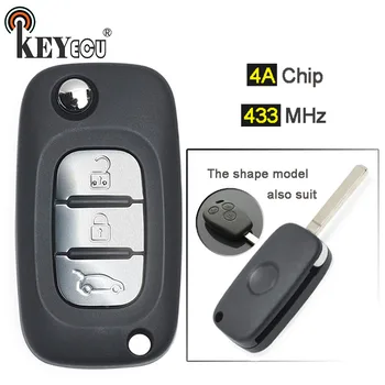 

KEYECU 433MHz 4A Chip Replacement 3 Button Flip Remote Key Remote Car Key Fob for Benz Smart Fortwo 453 Forfour 2015-2017