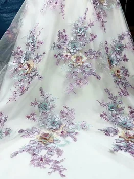 

2018 Latest French Laces Fabric High Quality Tulle African Laces Fabric with bead For Wedding Nigerian Tulle Lace Material