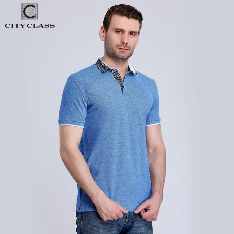 

CITY CLASS New Mens Polo Shirt Double Color Pique Fabric Short Sleeve breathable Business Casual Male polo cotton shirt 2442